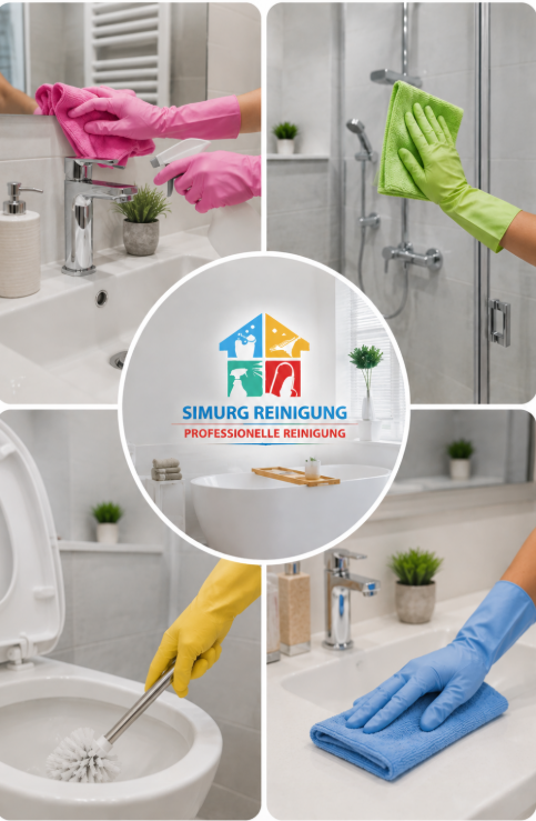 Professionelle Badreinigung von Simurg Reinigung mit hygienischer Reinigung von Waschbecken, Dusche und Sanitärbereichen